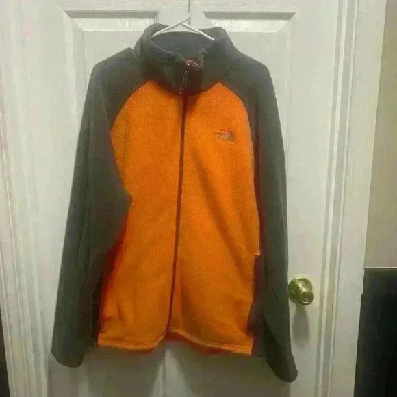 The North Face - orange and gray fleece jacket - Picture 1 of 9